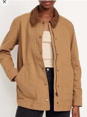 Old Navy Brown Chore Jacket Utility Workwear Canvas Jacket Size  M